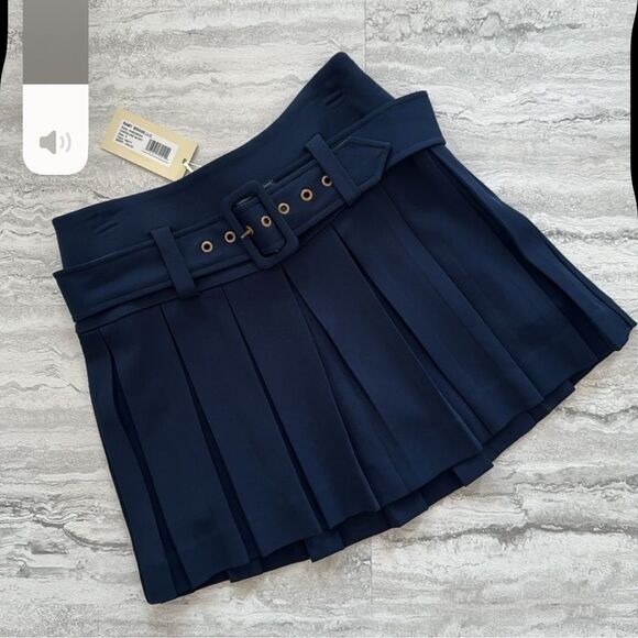 RAMY BROOK Navy Caroline Pleated Skirt - Picture 5 of 7
